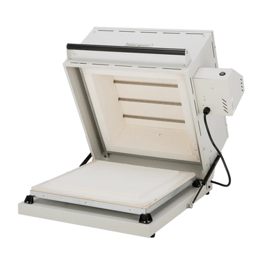 Hot Shot HS-16G kiln open interior clamshell design