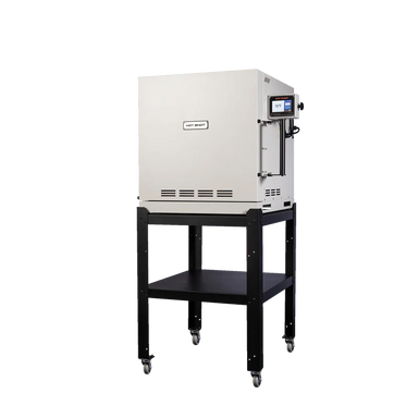 Hot Shot annealing cabinet on rolling stand front angle