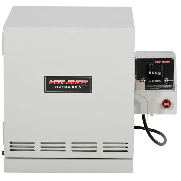 Hot Shot HS-1200 heat treat oven front view with digital controller