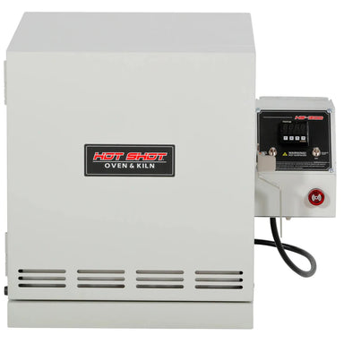 Hot Shot HS-1200 heat treat oven front view with digital controller
