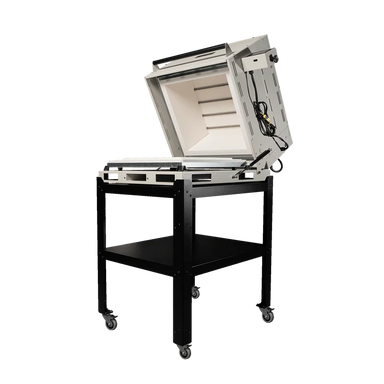 Hot Shot HS-18G glass kiln open clamshell design with interior shelves