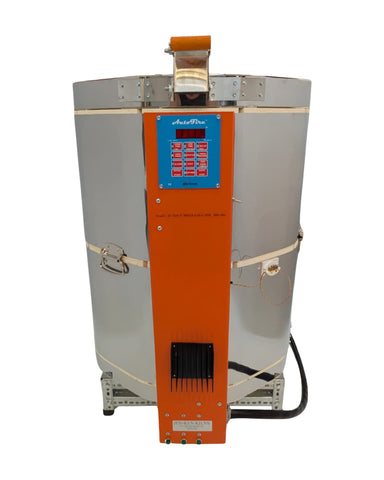 Jen-Ken Mega Coil 2431 3" Ceramic Kiln with the lid closed, front view