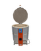 Jen-Ken Mega Coil 2829 3" Ceramic Kiln with the lid open, front view, shown with the Orton AutoFire controller