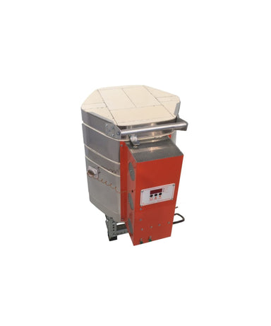 Jen-Ken Vertical Air Bath 16 Knife Kiln side view with the lid closed