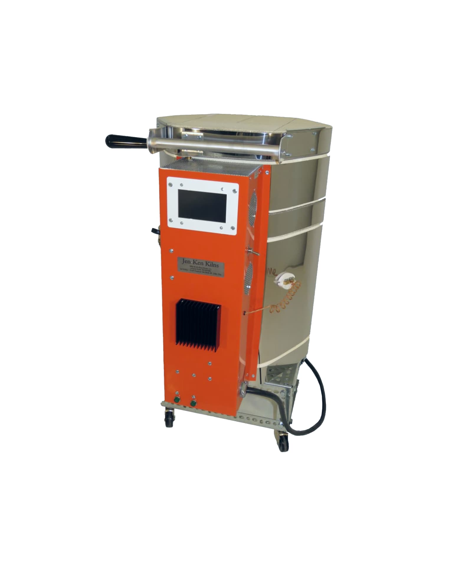 Jen-Ken Vertical Air Bath 21 Knife Kiln side view with the lid closed