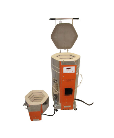 Jen-Ken Vertical Air Bath 30+9 Knife Kiln shown as its two separable sections