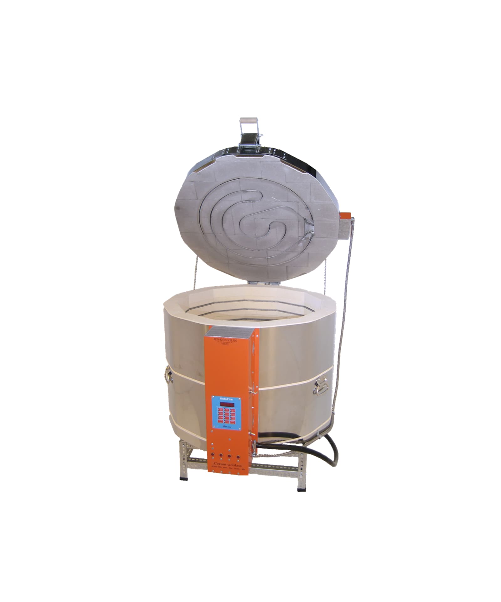 Jen-Ken Ceram-a-Glass 2422 3" Kiln with the lid open