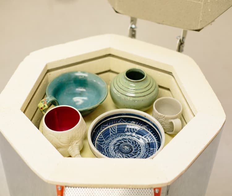 Jen-Ken AF3C 15/13 "The Emerge" Ceramic Kiln chamber loaded with pottery