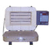 Olympic 139FLE front-loading kiln open with chamber and bottom-hinged door