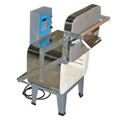 Olympic 139FLE front-loading kiln open with bottom door and interior elements