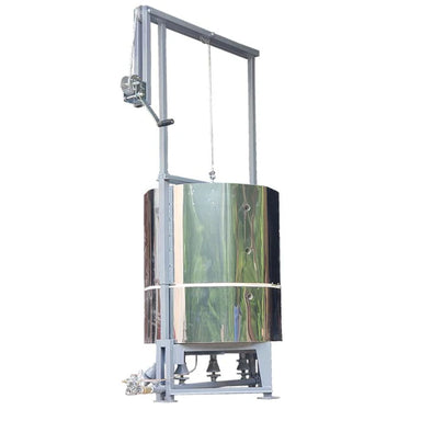 Olympic Kilns 23 inch Raku updraft gas kiln assembled with chamber in lowered position