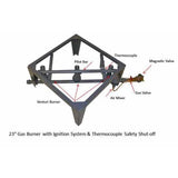Olympic Kilns 23 inch Raku kiln burner frame showing venturi burners and safety components