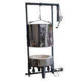 Olympic Kilns 23 inch Raku kiln ignition system and burner setup attached underneath