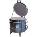Olympic Kilns 2823HE electric kiln angled side view with lid open highlighting interior and control panel