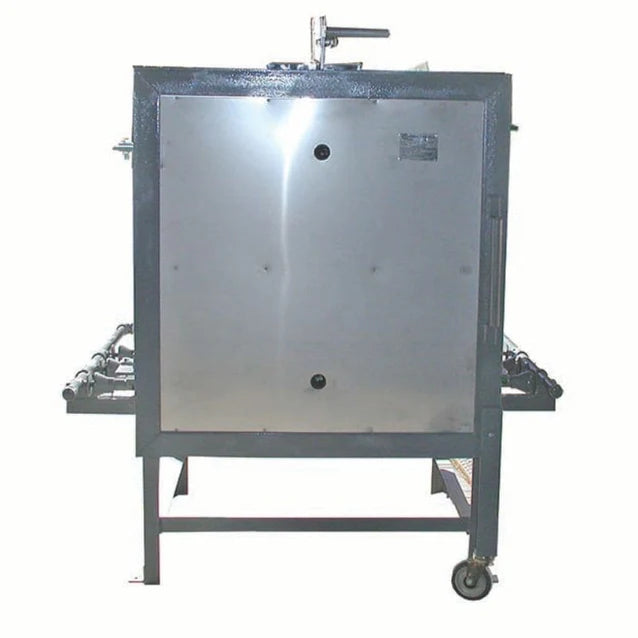 Olympic Kilns DD9 gas kiln front view with burners and control system for consistent high-temperature firing
