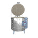 Olympic Kilns 2827HE Freedom Package electric kiln front view with lid open and digital controller mounted on side