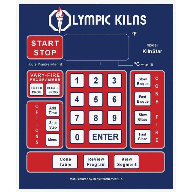 Olympic Kilns KilnStar digital controller panel with numeric keypad and cone fire buttons