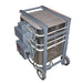 Traveler kiln closed back angled view showing control box and mobility frame
