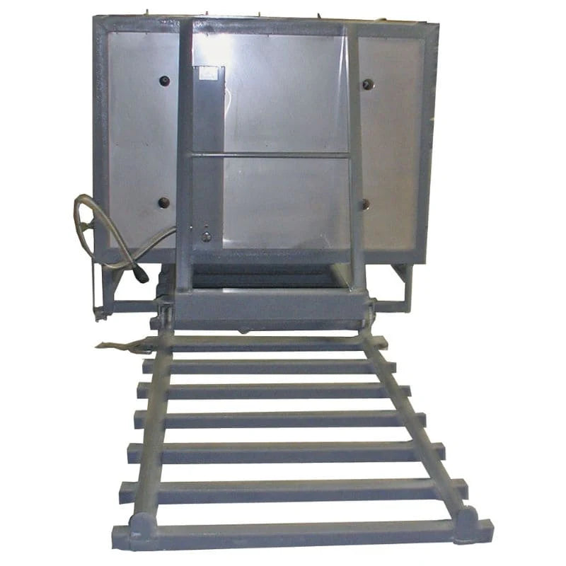 Olympic FL53E car kiln closed with front-loading door and track system for large-scale ceramic firing