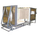 Olympic Kilns FL53E car kiln open showing spacious interior chamber and sliding track base