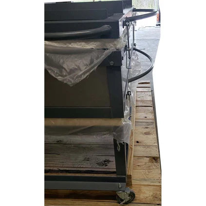 Olympic Kilns GF15E glass fusing kiln side angle showing clamshell style opening
