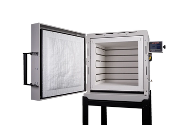 Hot Shot annealing cabinet open front view with large glass chamber