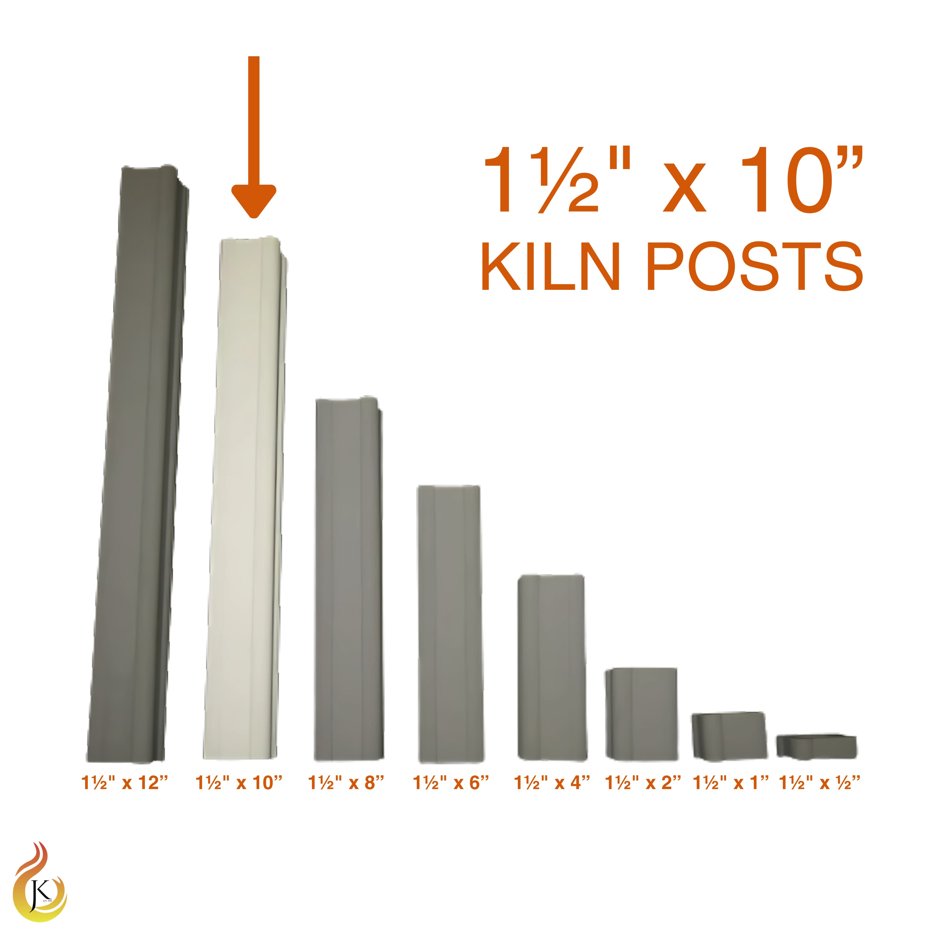 Jen-Ken 1½" x 1½" square kiln post, 10" tall