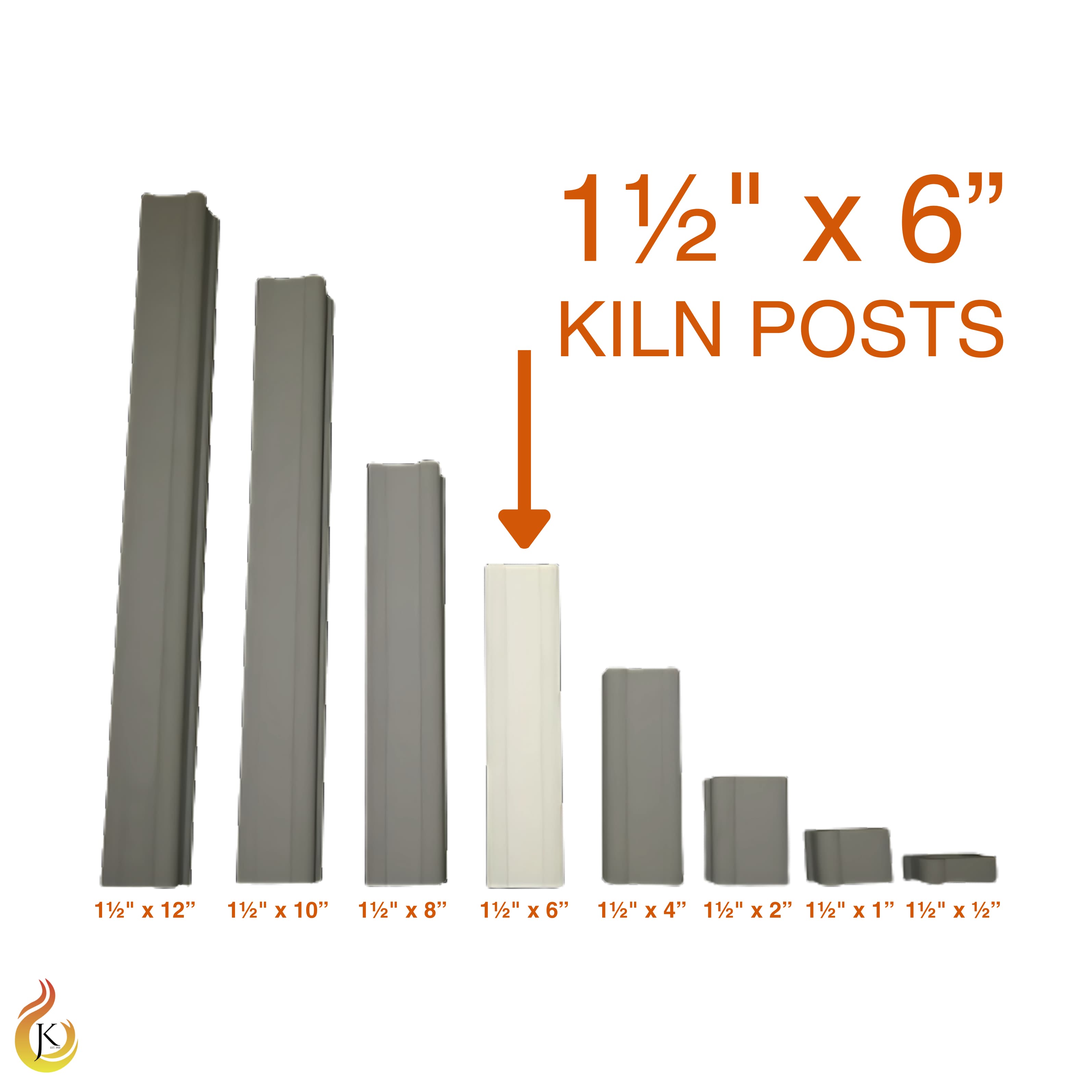 Jen-Ken 1½" x 1½" square kiln post, 6" tall