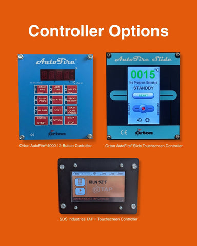 Orton AutoFire controller options available for the Jen-Ken 28-E 15" Glass Kiln
