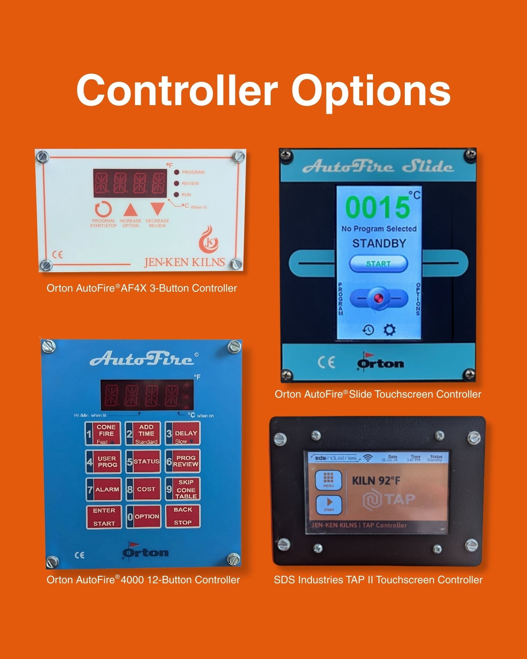 Orton AutoFire controller options available for the Jen-Ken 2422 Ceramic Kiln