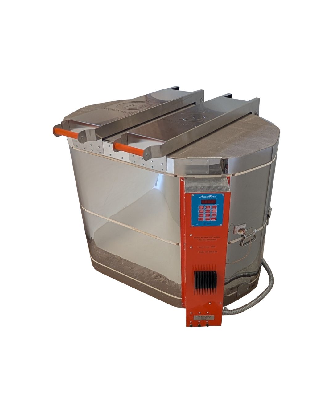 Jen-Ken Oval 27 3" Ceramic Kiln closed, three-quarter view