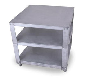 32" x 32" x 31" with 3 shelves and casters